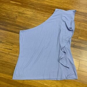 Nine West One Shoulder Ruffle Top Periwinkle Knit Sleeveless Womens Size XXL NWT